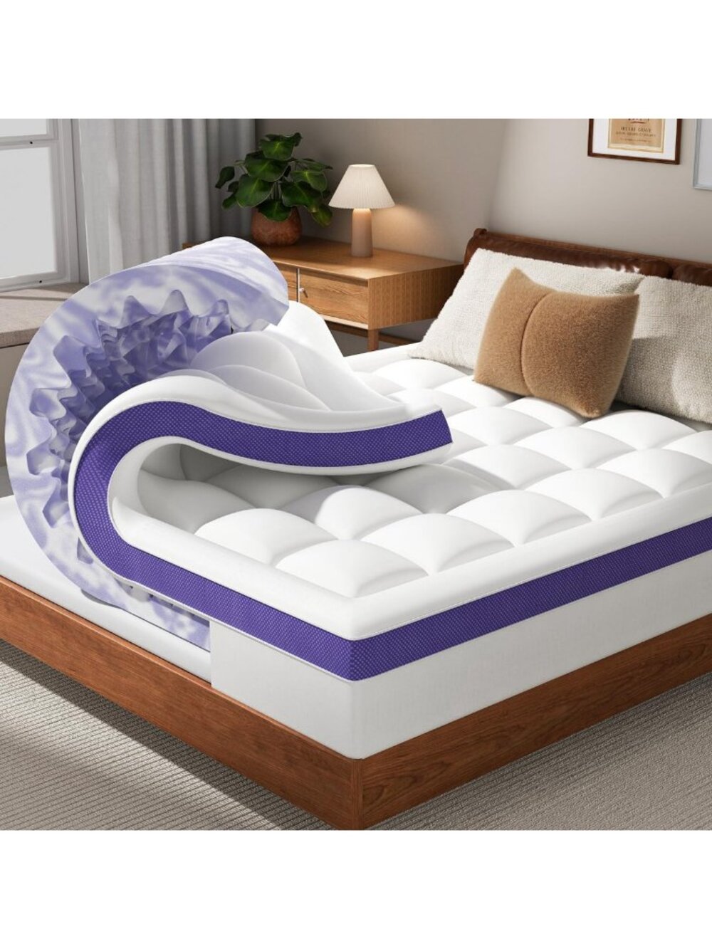 Dual Layer 4 Inch Memory Foam Mattress Topper Queen